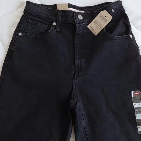 Levi's High Waisted Mom Jeans Flash Black Sz 26 Nwt - Picture 3 of 12